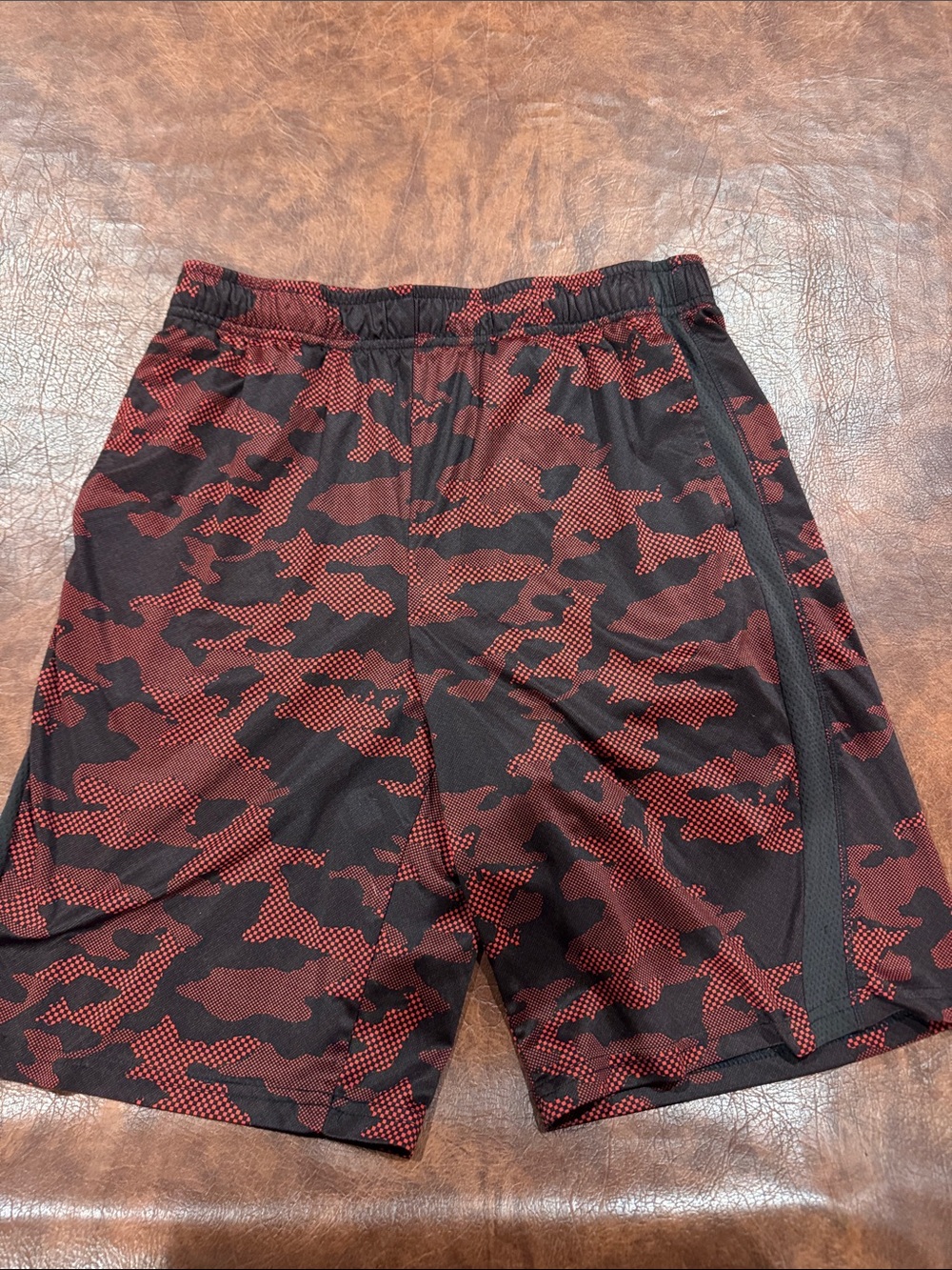 Boys Red Camo Athletic Shorts